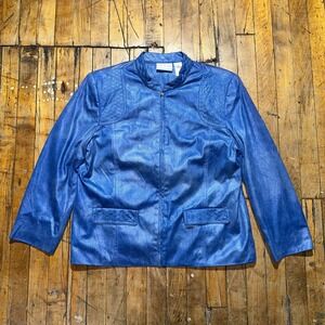 Alfred Dunner Blazer Jacket Women's Size 14P Blue Lined Long Sleeve‎ Full Zipper